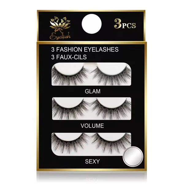 3 Pairs 3D False Mink Eyelashes Full Strip Natural Long Eye Lashes